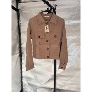 Easel Button Up Fitted Shirt Brown Sz L - Style ET20692